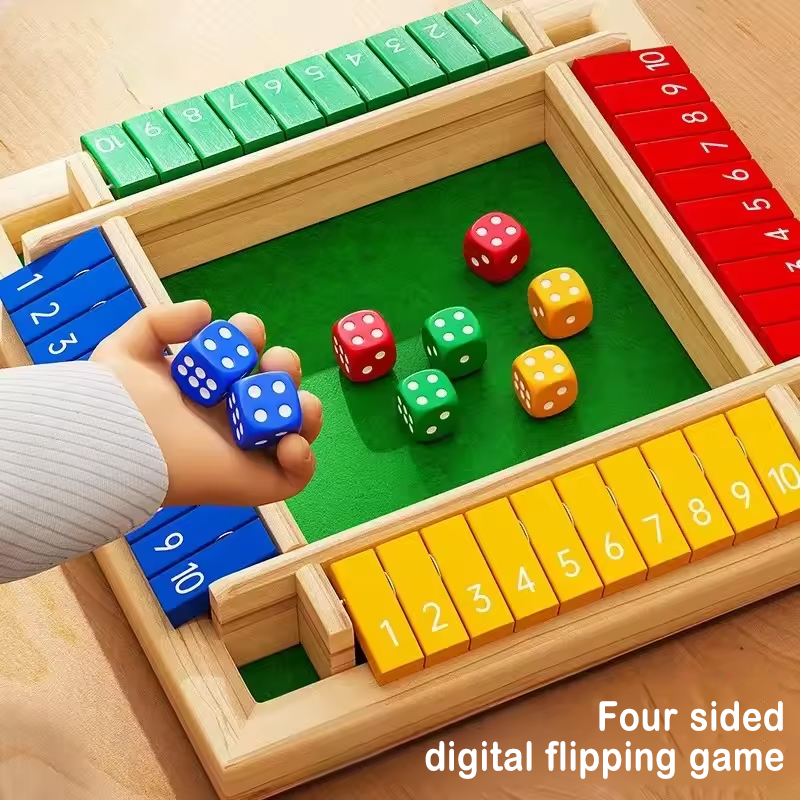 Board Game Flip 7 - Box Game Wooden Dice Four-Sided Flip