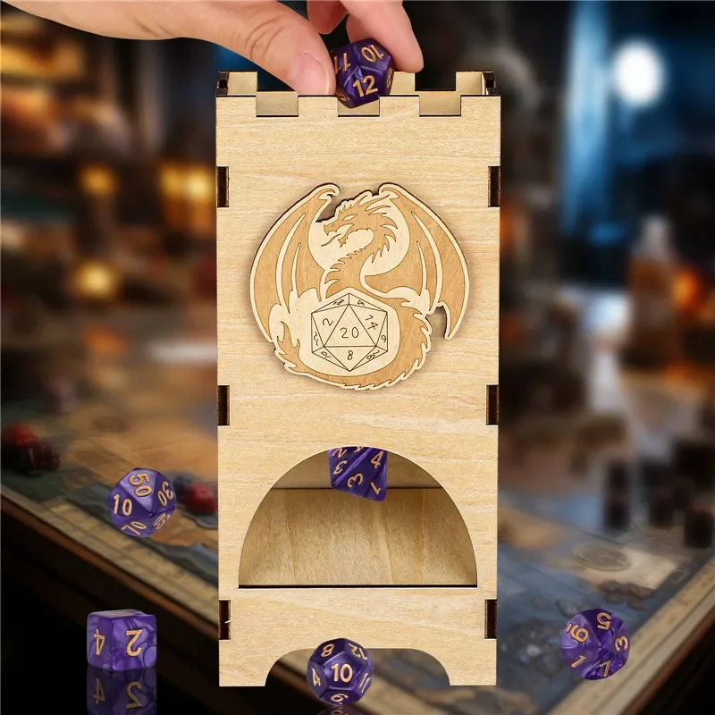 Dice Tower Wooden - Portable Dice Tower Fantasy Wooden Flying