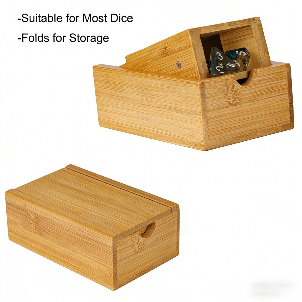 Dice Tower Wooden - Premium Natural Bamboo Foldable Dice Tower,