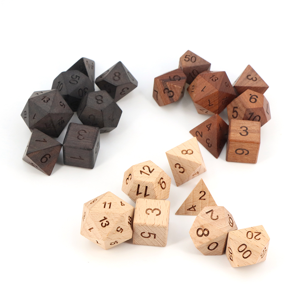 Dice Tower Wooden - 7pcs/set DND Wooden Dice for Board