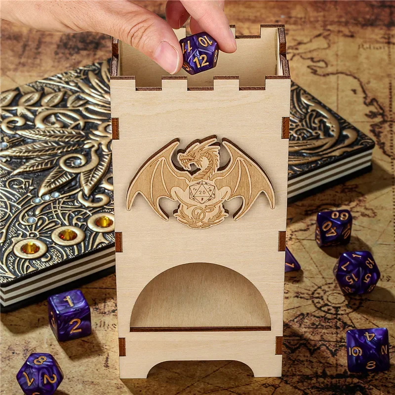 Mysterious Dragon Pattern Wood - đánh giá và giá Dice Tower Wooden