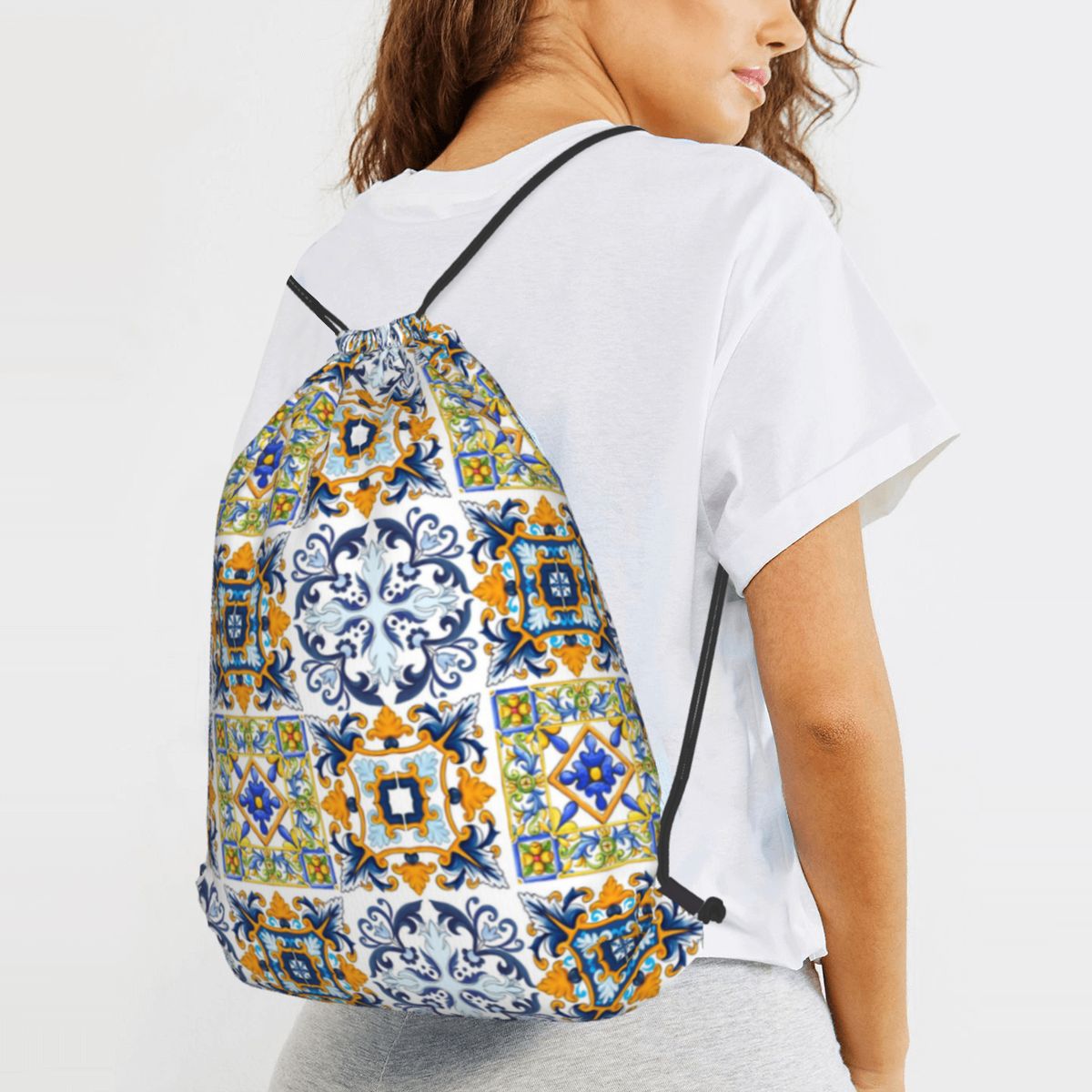 Copy Of Sicilian Tiles,mediter - đánh giá và giá Tile Bag Drawstring