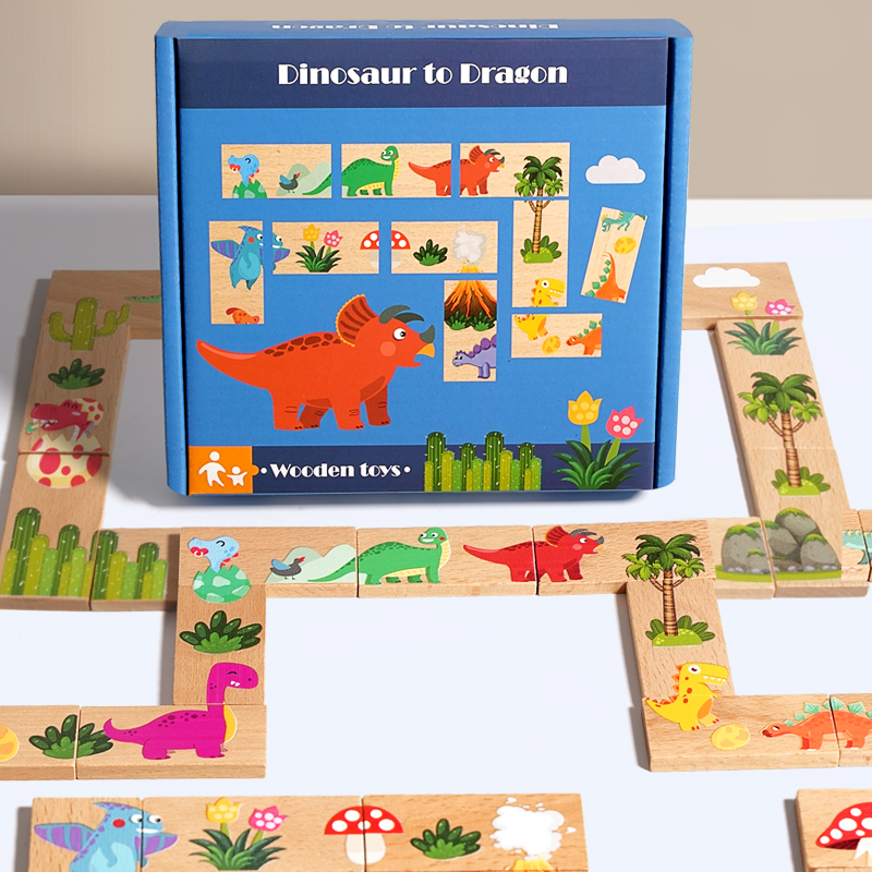 Wooden Dinosaur Domino Matchin - đánh giá và giá Board Game Oath