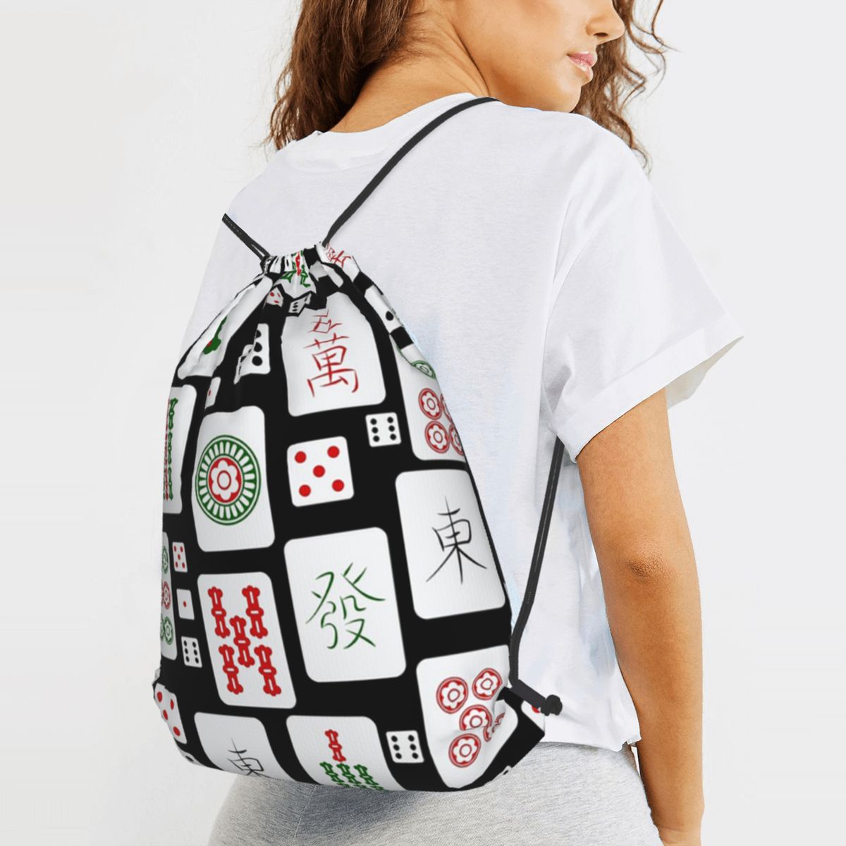 Mahjong Tiles Game Dice Backpa - đánh giá và giá Tile Bag Drawstring