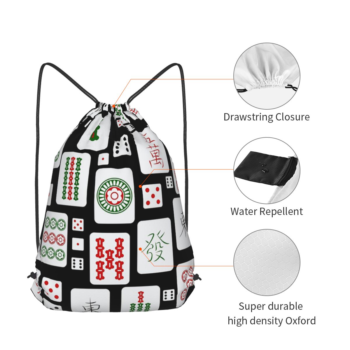 Mahjong Tiles Game Dice Backpa - đánh giá và giá Tile Bag Drawstring