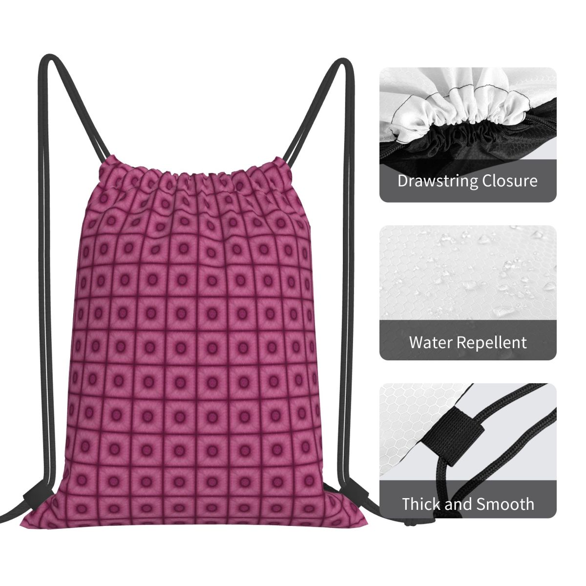 Poof Tile In Cherry Color Back - đánh giá và giá Tile Bag Drawstring