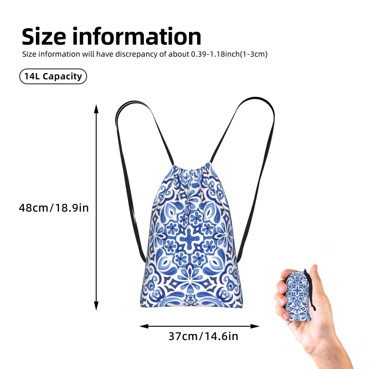 Mediterranean Mosaic Tiles Azu - đánh giá và giá Tile Bag Drawstring