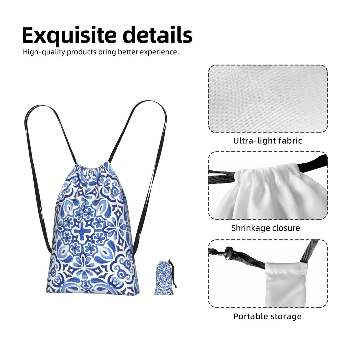 Mediterranean Mosaic Tiles Azu - đánh giá và giá Tile Bag Drawstring