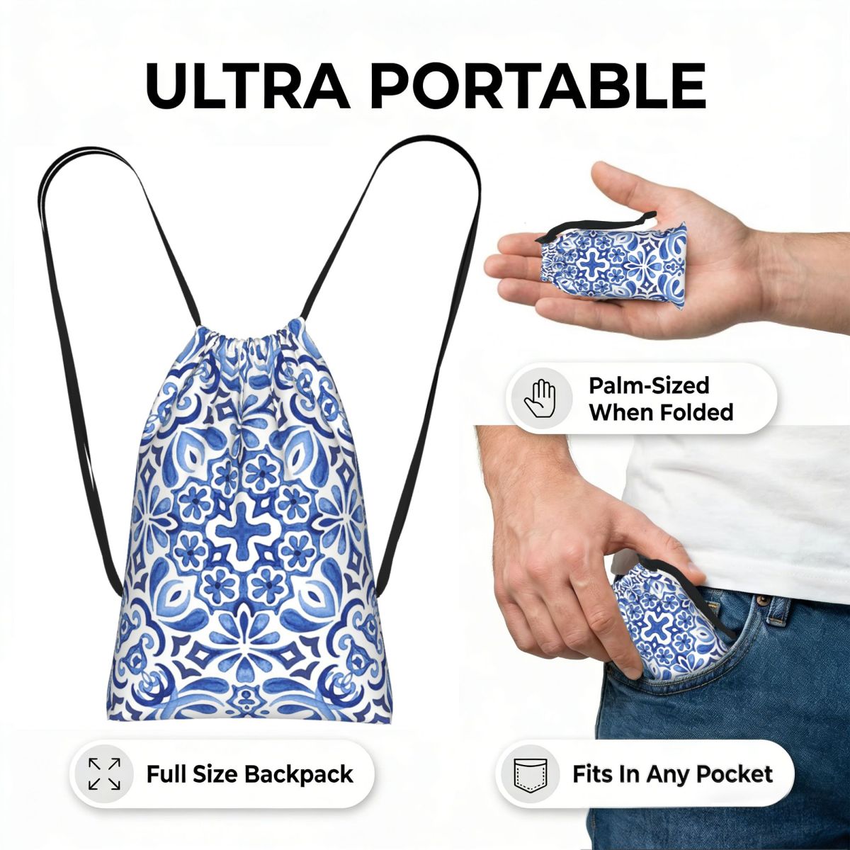 Mediterranean Mosaic Tiles Azu - đánh giá và giá Tile Bag Drawstring