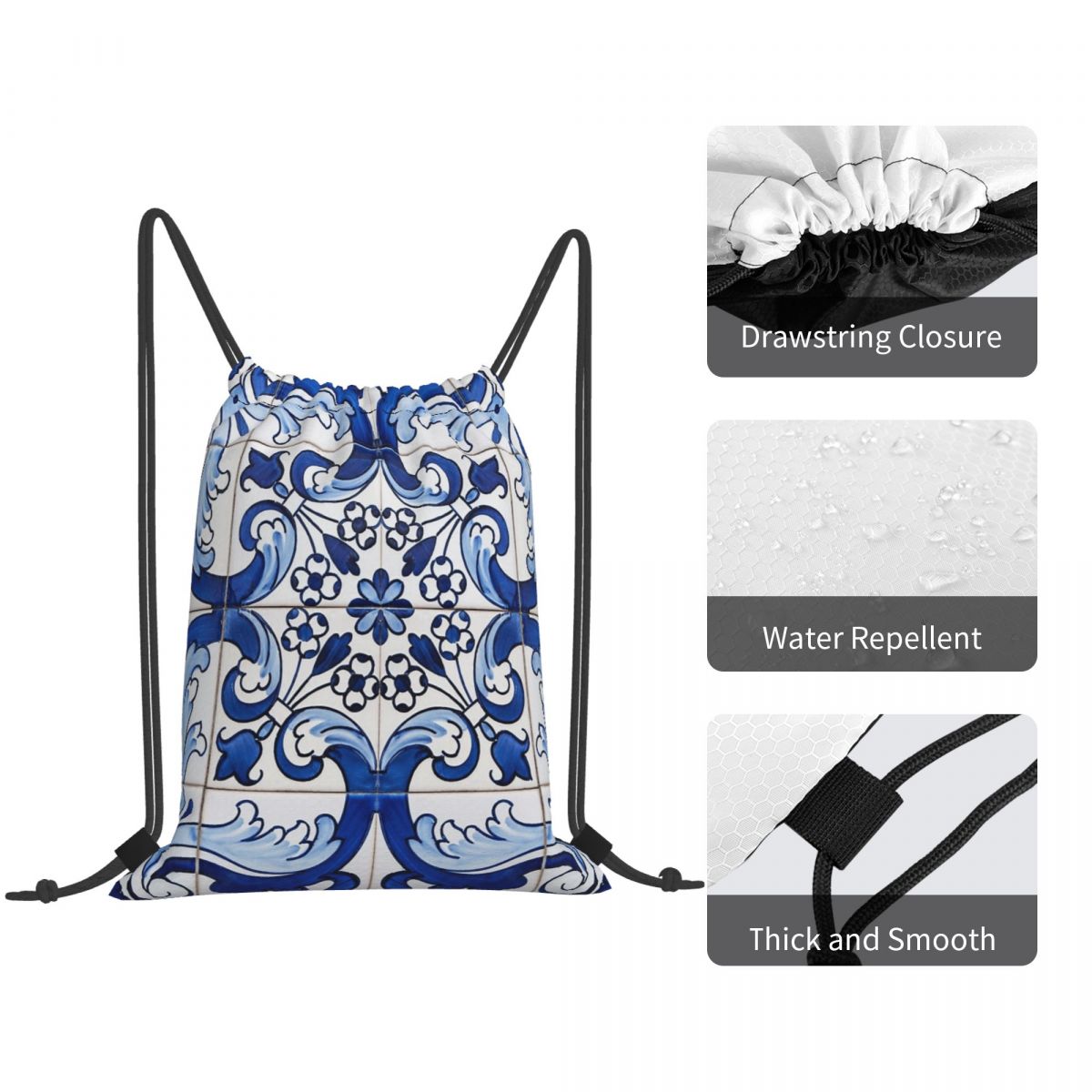 Antique Classic Lisbon Blue Az - đánh giá và giá Tile Bag Drawstring