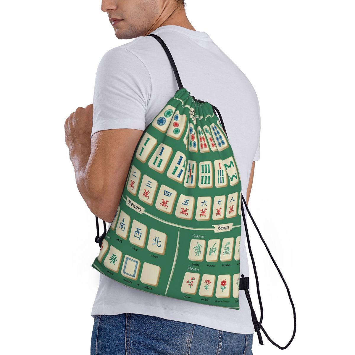 Mahjong Tile Pattern Backpacks - đánh giá và giá Tile Bag Drawstring