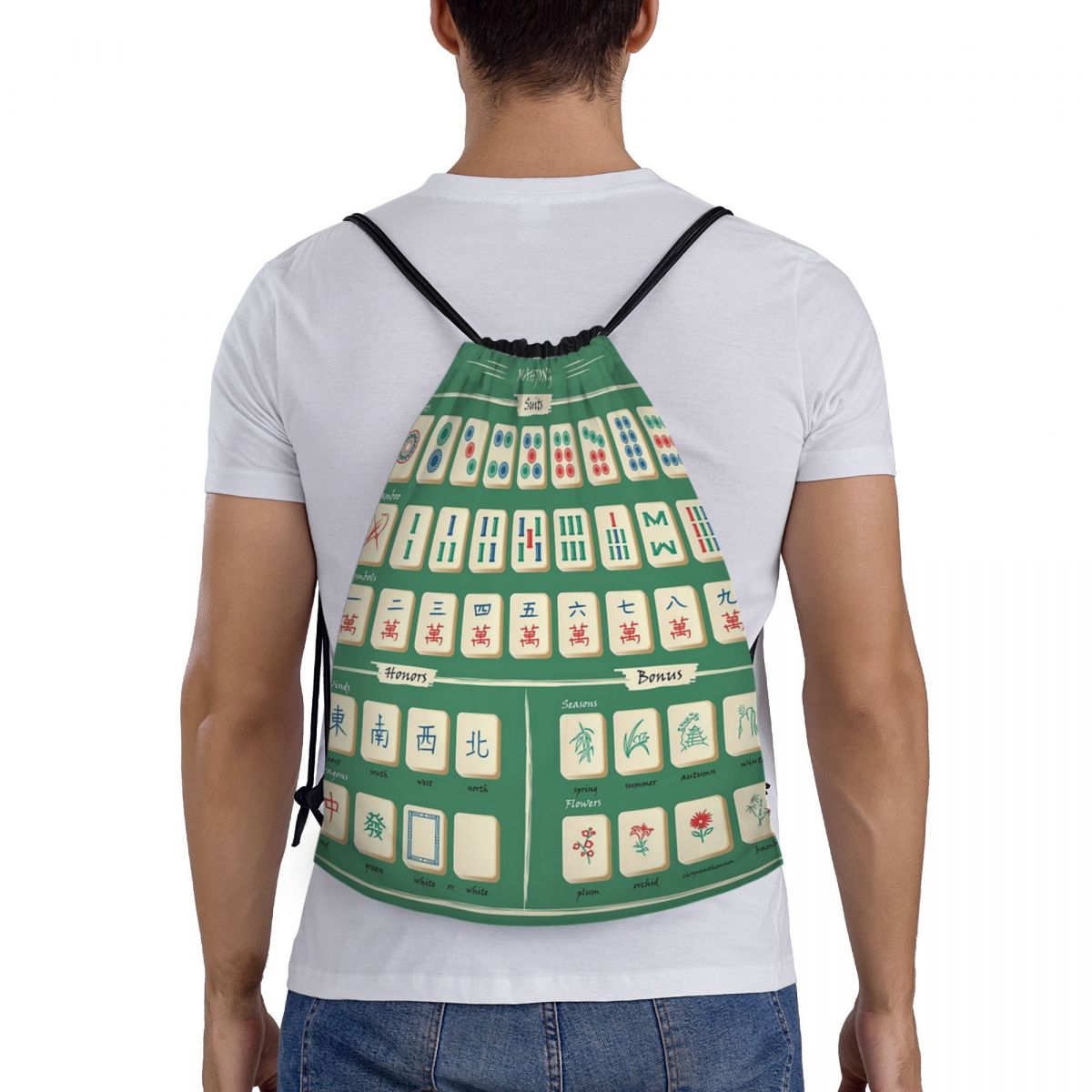 Mahjong Tile Pattern Backpacks - đánh giá và giá Tile Bag Drawstring