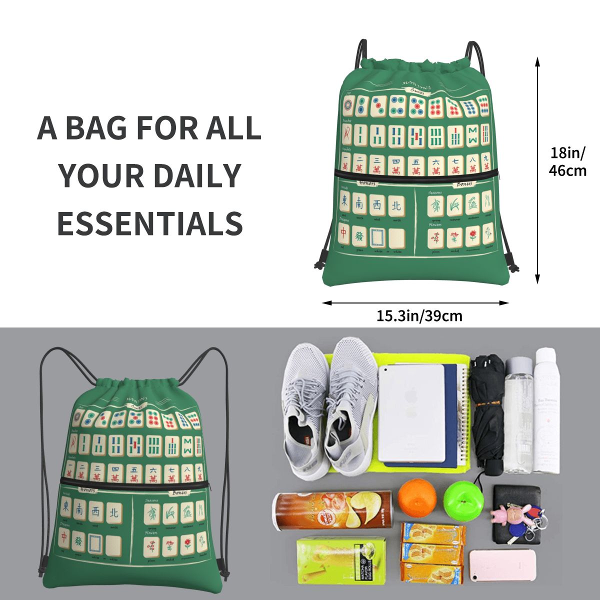 Mahjong Tile Pattern Backpacks - đánh giá và giá Tile Bag Drawstring