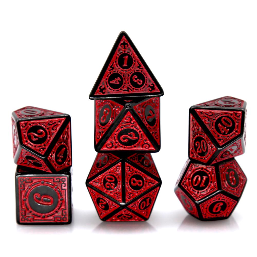 7Pcs Black Red Acrylic Polyhed - đánh giá và giá Board Game Arena