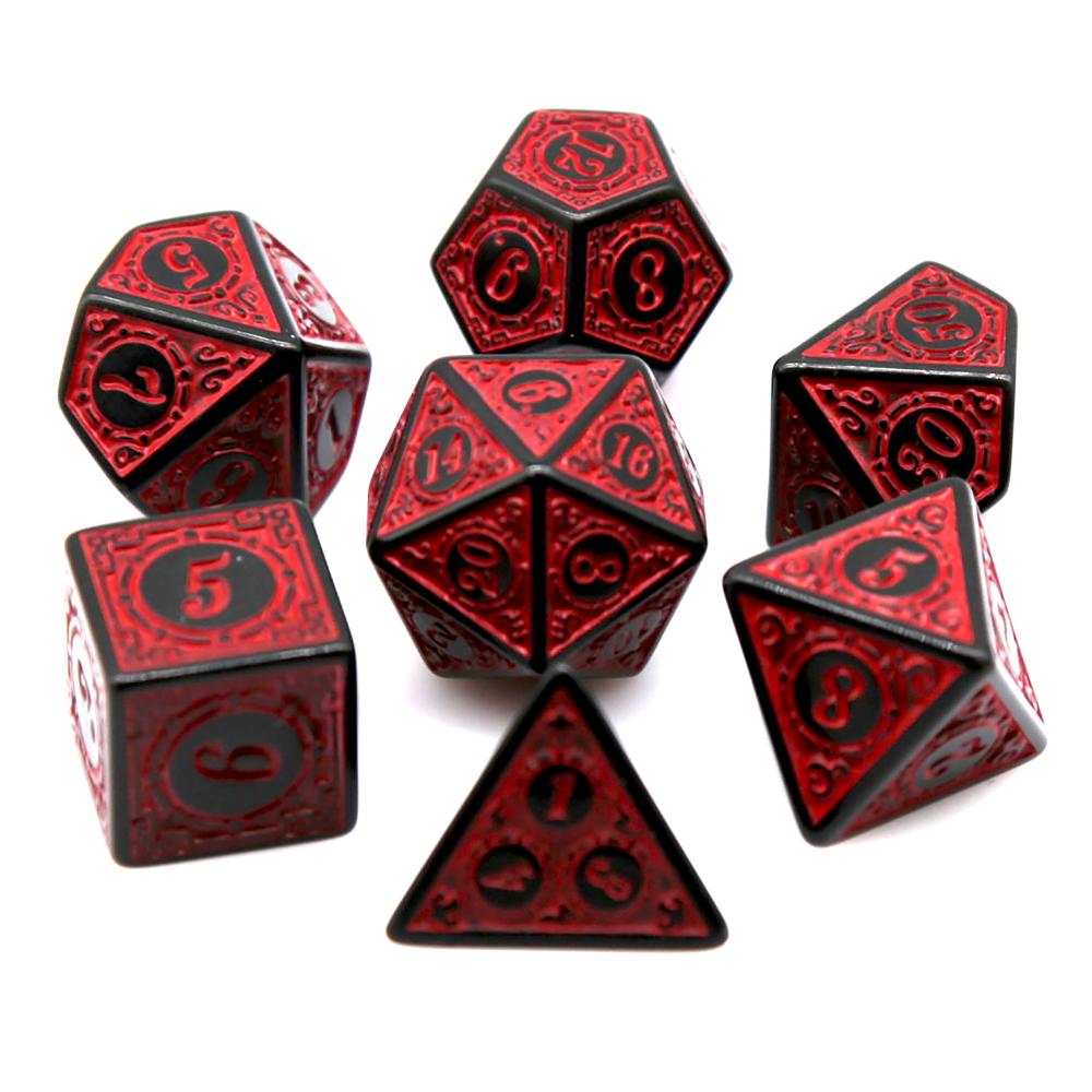 7Pcs Black Red Acrylic Polyhed - đánh giá và giá Board Game Arena